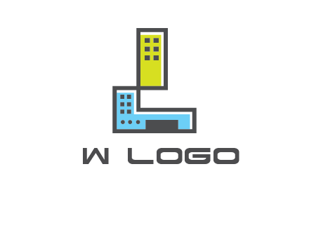 geometric letter L building logo