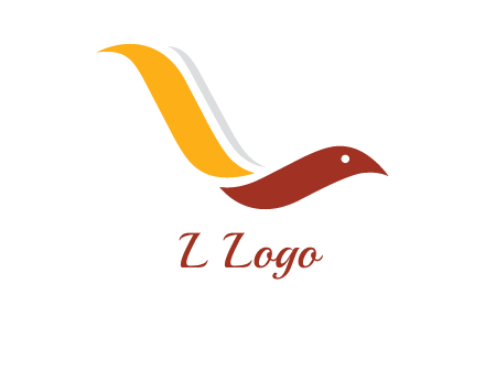 curved swoosh bird forming letter L 