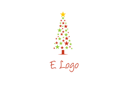 colorful stars christmas tree logo