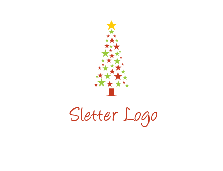 colorful stars christmas tree logo