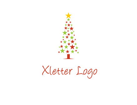 colorful stars christmas tree logo