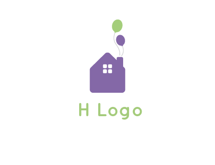 house with balloons logo