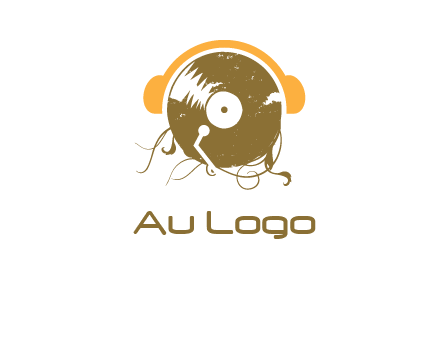 disc with headphones music logo