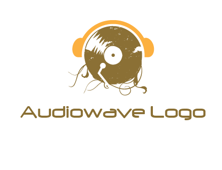 disc with headphones music logo