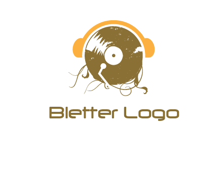 disc with headphones music logo