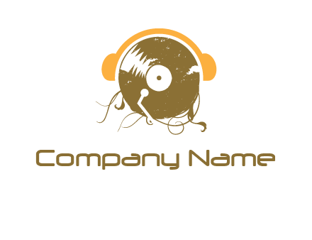 disc with headphones music logo