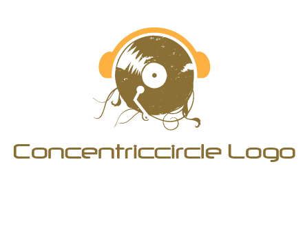 disc with headphones music logo