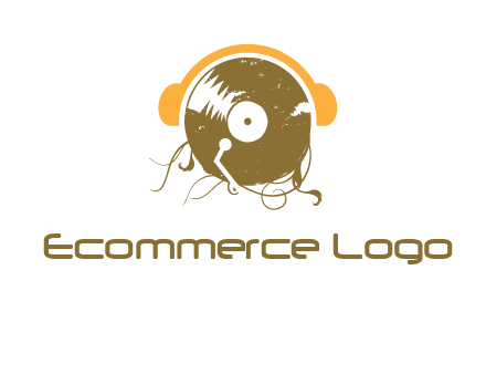 disc with headphones music logo