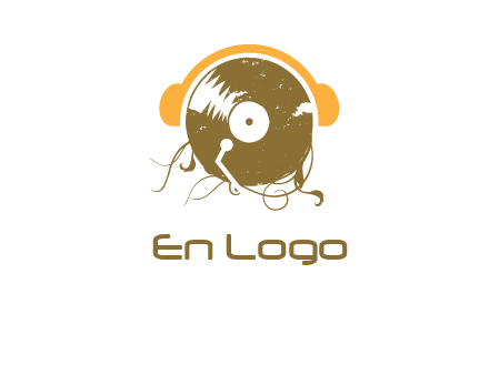 disc with headphones music logo