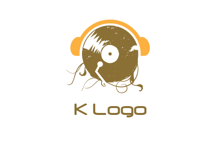 disc with headphones music logo