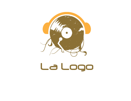 disc with headphones music logo