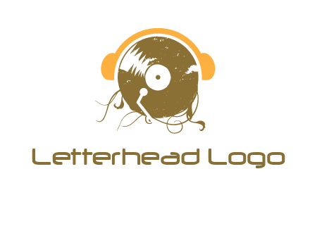 disc with headphones music logo