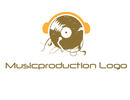 disc with headphones music logo