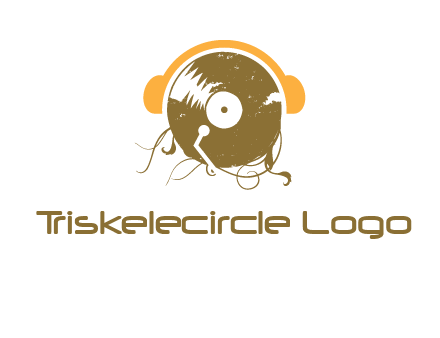 disc with headphones music logo