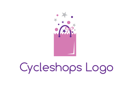 shopping bag with ribbons and stars logo