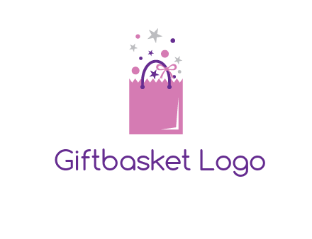 shopping bag with ribbons and stars logo