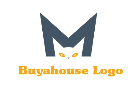 cat face letter m logo