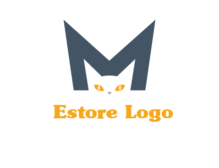 cat face letter m logo