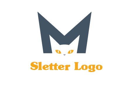 cat face letter m logo