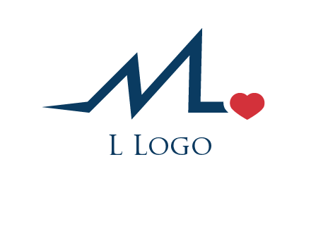 letter m heart beat logo