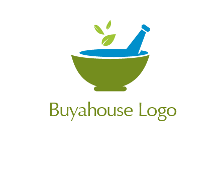 leaves in pestle mortar pharmacy logo