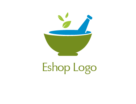 leaves in pestle mortar pharmacy logo