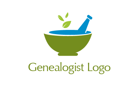 leaves in pestle mortar pharmacy logo