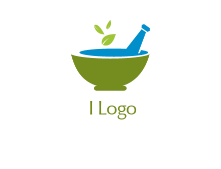 leaves in pestle mortar pharmacy logo