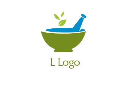 leaves in pestle mortar pharmacy logo