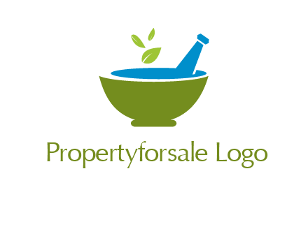 leaves in pestle mortar pharmacy logo