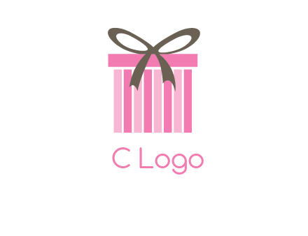 stripe gift box with ribbon logo