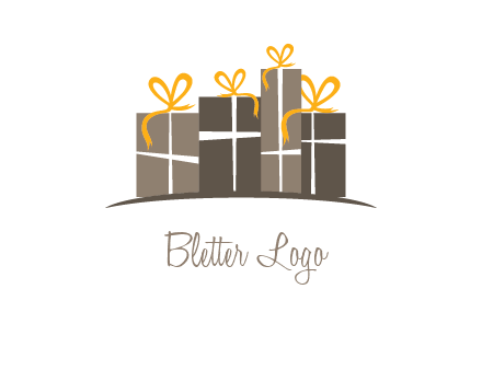 gift boxes with ribbon in a row logo