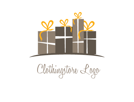 gift boxes with ribbon in a row logo