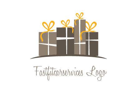 gift boxes with ribbon in a row logo