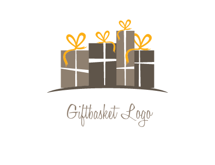 gift boxes with ribbon in a row logo