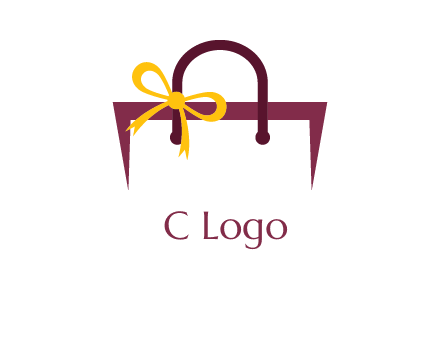 shopping bag with ribbon icon