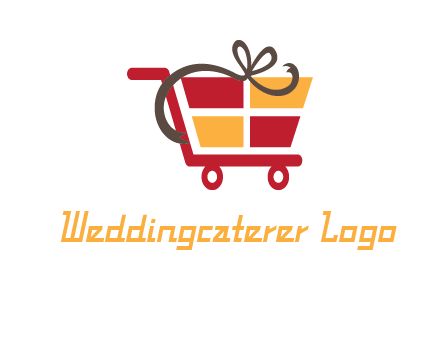 gift box shopping cart with ribbon icon