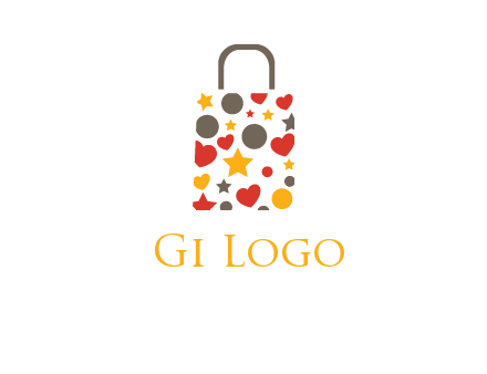 heart and circle shopping bag logo