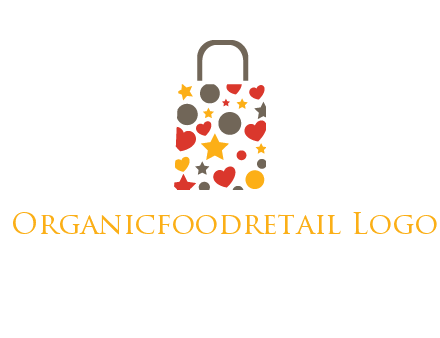 heart and circle shopping bag logo