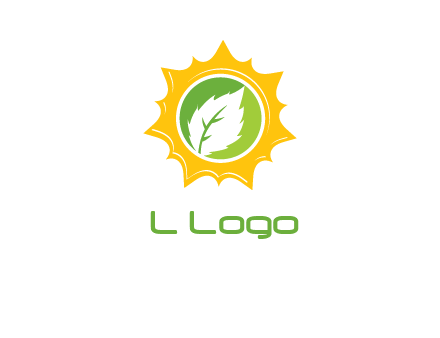 leaf in centre of sun logo