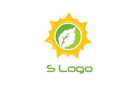 leaf in centre of sun logo