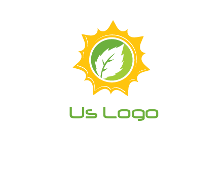 leaf in centre of sun logo