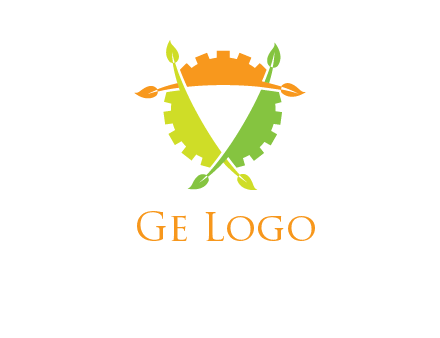 gear and leaves shield logo