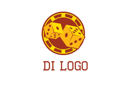 two dice and gambling chip logo