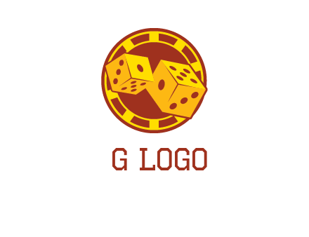 two dice and gambling chip logo