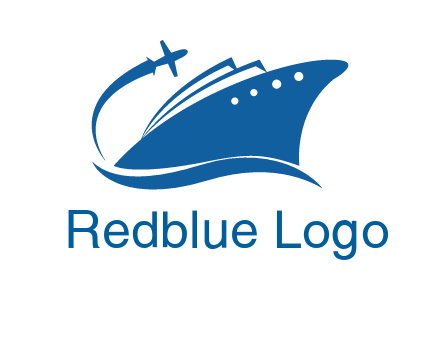 plane flying over ship transport logo icon