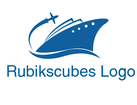 plane flying over ship transport logo icon