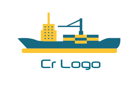 crane and deckhouse on consignment shipping logo icon