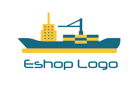 crane and deckhouse on consignment shipping logo icon