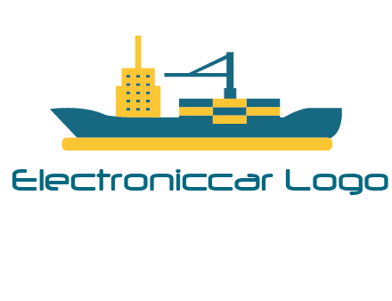 crane and deckhouse on consignment shipping logo icon